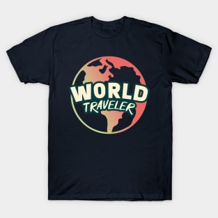 World Traveler || Minimalist Planet Earth || Colorful World Map T-Shirt